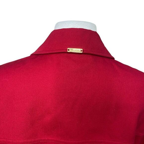 St. John Sport Red Jacket Denim Style Size Med - Picture 6 of 6